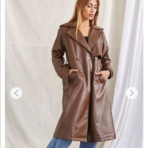 NWT Faux Leather Trench Coat